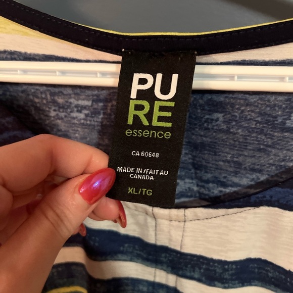 Pure Striped Navy and Green Women's Top XL - Picture 4 of 6